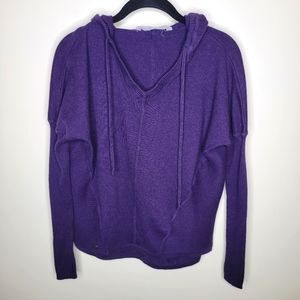 Athleta Knit Hooded Pullover Small Nightshade Purple Thumbholes
